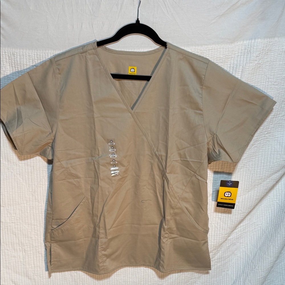 WonderWink Men's Khaki V-Neck Scrub Top